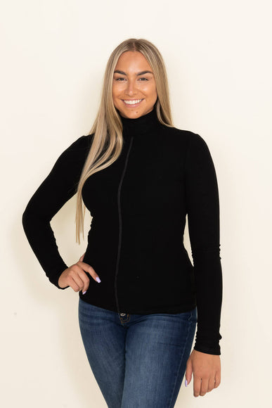 La Miel Julie Turtleneck Top for Women in Black