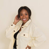 La Miel Sunset Fleece Shacket for Women in Cream Yellow