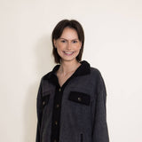 La Miel Sunset Fleece Shacket for Women in Black