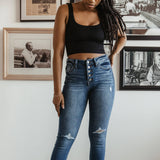 KanCan High Rise Rolled Cuff Ankle Skinny Jeans for Women