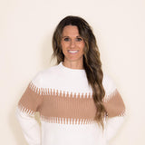 Miracle Clothing Stripe Key Sweater for Women in White