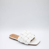 Pierre Dumas Tiba Woven Slide Sandals for Women in White 