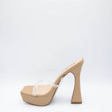 Qupid Shoes Lori Clear Platform Heels for Women in Nude | LORIE-01-CLEAR