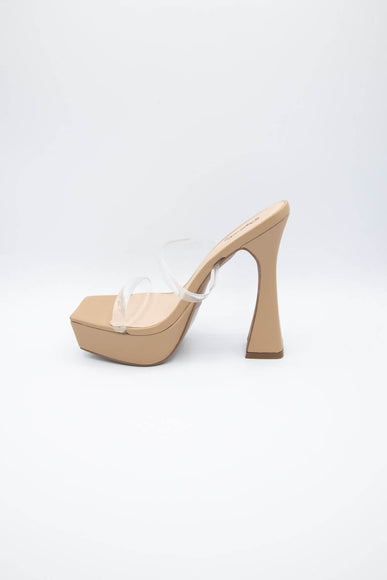 Qupid Shoes Lori Clear Platform Heels for Women in Nude | LORIE-01-CLEAR