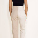 Twill Colorblock Pants for Women in Oatmilk