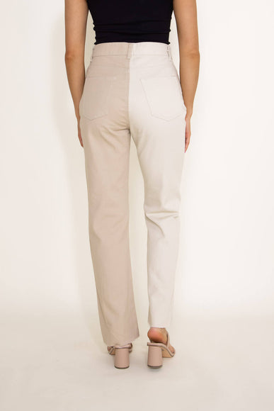 Twill Colorblock Pants for Women in Oatmilk