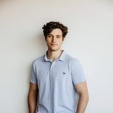 Simply Southern Solid Heather Polo Shirt for Men in Light Blue