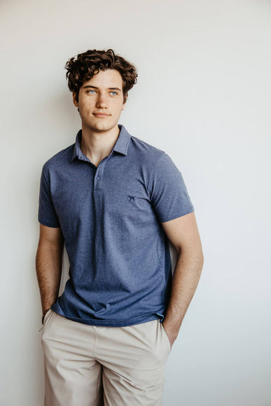 Simply Southern Solid Heather Polo Shirt for Men in Navy Blue