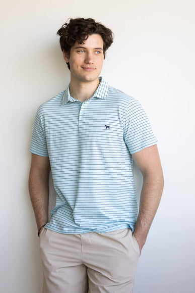 Simply Southern Stripe Polo for Men in Light Blue