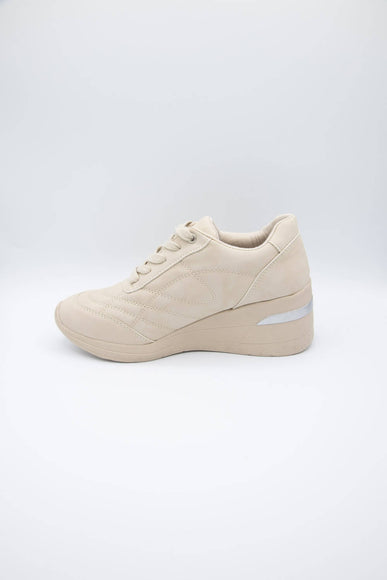 Soda Shoes Annie Wedged Sneakers for Women in Beige