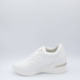 Soda Shoes Annie Wedged Sneakers for Women in White