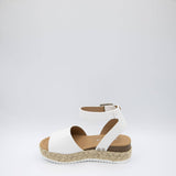 Soda Shoes Youth Topic Platform Sandals for Girls in White