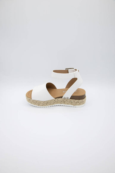 Soda Shoes Youth Topic Platform Sandals for Girls in White