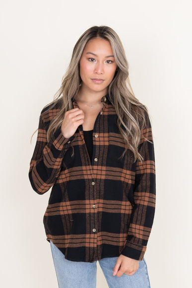 Thread & Supply Rosalind Plaid Button Up Shirt for Women in Black