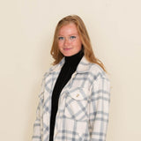 Thread and Supply Tullis Fleece Plaid Shacket for Women in Grey-Ivory