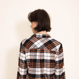 Thread & Supply Button Up Top for Women in Copper Cream Plaid