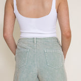 Corduroy Washed Shorts for Women in Green