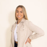 American Bazi Distressed Color Denim Jacket for Women in Beige