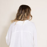 Bucketlist French Terry Fleece Button Up Sweater for Women in Ivory