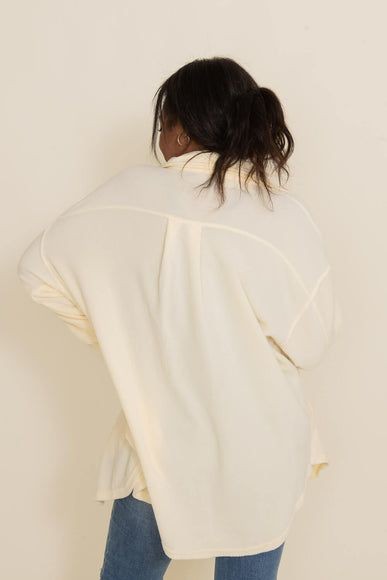 La Miel Sunset Fleece Shacket for Women in Cream Yellow