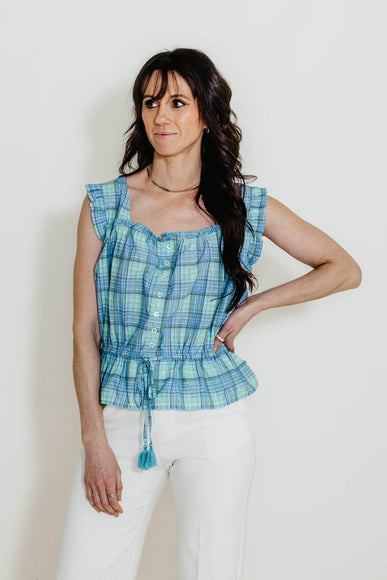 Simply Southern Smocked Top for Women in Plaid Green
