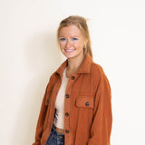 La Miel Sunset Fleece Shacket for Women in Rust Orange