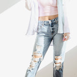 Eunina Frankie Mid Rise Girlfriend Jeans for Women | E87019AD