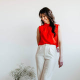 Love Tree Straight Leg Trouser Pants for Women in Ivory