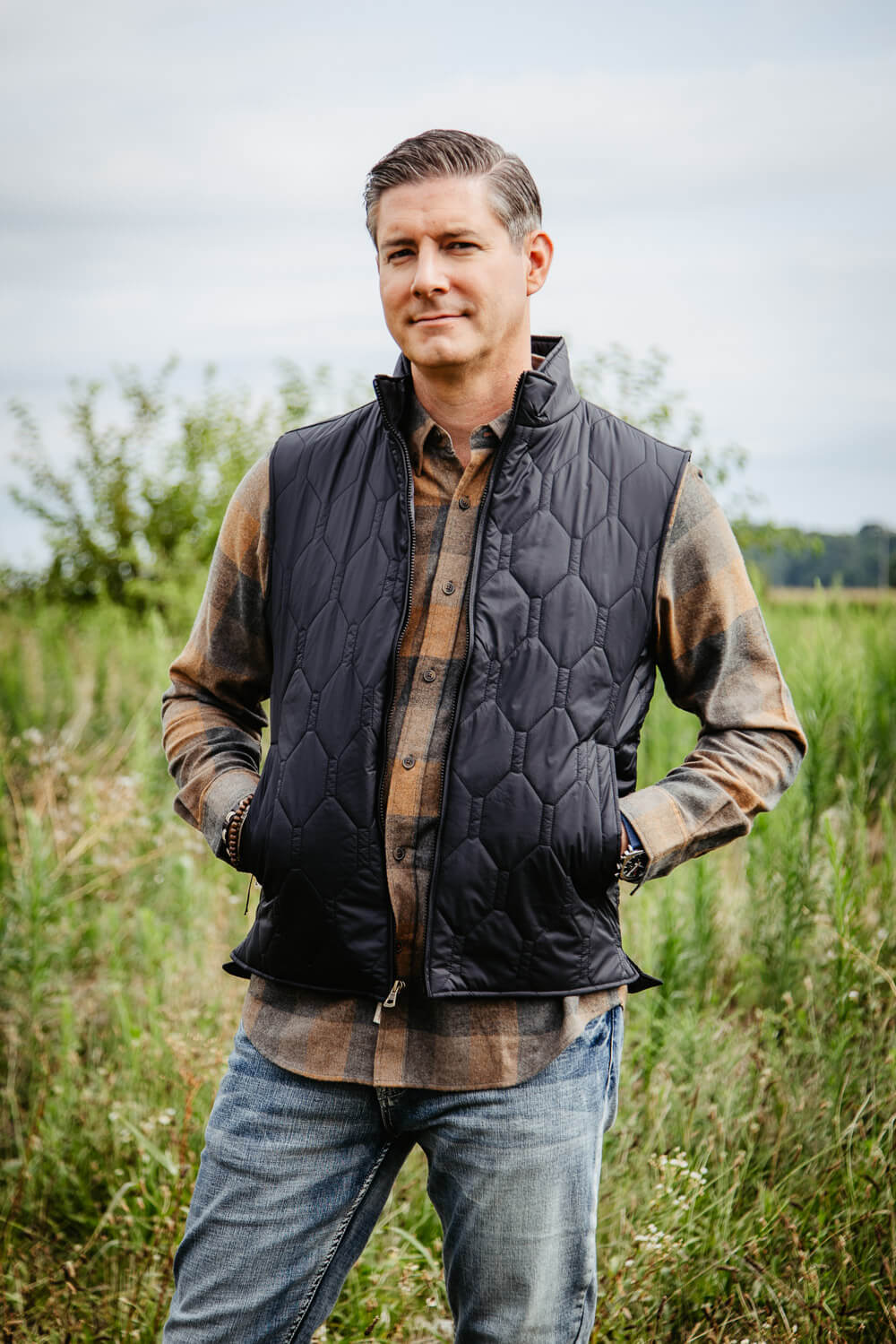 Weatherproof Vintage Quilted Vest for Men in Black