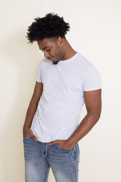 Basic Crewneck T-Shirt for Men in Speckled White