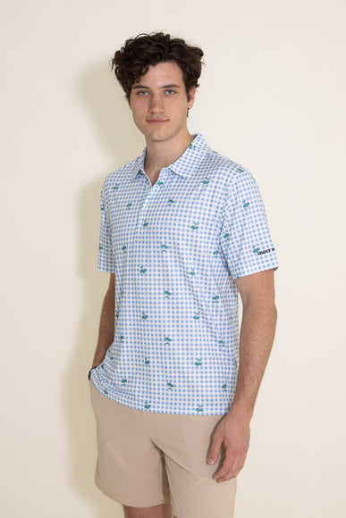Simply Southern Palm Tree Pattern Polo for Men in Light Blue 