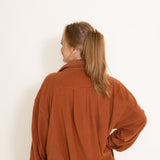 La Miel Sunset Fleece Shacket for Women in Rust Orange