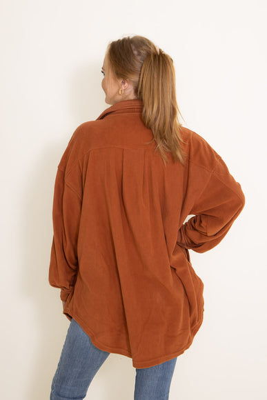 La Miel Sunset Fleece Shacket for Women in Rust Orange