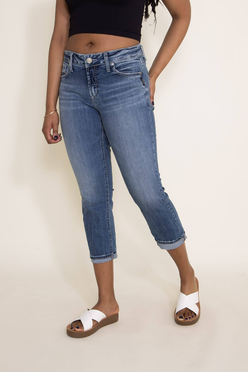 Gloria Vanderbilt Women's Capri Jeans~Pockets Rhinestones Blue~Sz  12~BLING!! | eBay
