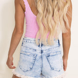 Vervet Courtney Acid Wash High Rise Mom Shorts for Women | V2763