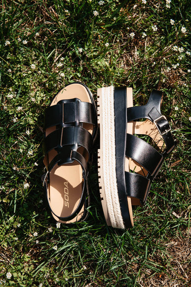 Soda Shoes McLean Fisherman Platform Sandals for Women in Black