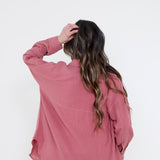 ACOA Clothing Oversized Cotton Gauze Top for Women in Dusty Mauve Purple