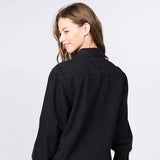 American Bazi Long Destructed Denim Jacket in Black