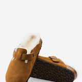 Birkenstock Boston Shearling Suede Leather Clogs for Women in Mink