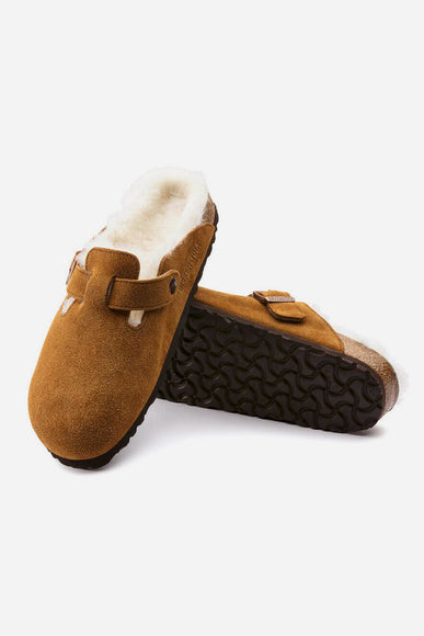 Birkenstock Boston Shearling Suede Leather Clogs for Women in Mink