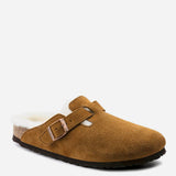 Birkenstock Boston Shearling Suede Leather Clogs for Women in Mink