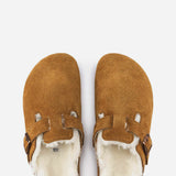 Birkenstock Boston Shearling Suede Leather Clogs for Women in Mink