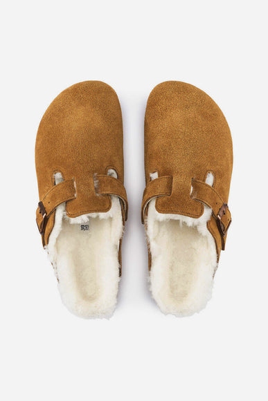 Birkenstock Boston Shearling Suede Leather Clogs for Women in Mink