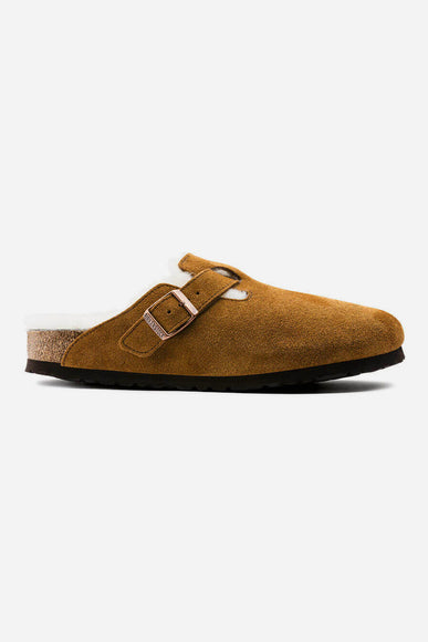 Birkenstock Boston Shearling Suede Leather Clogs for Women in Mink