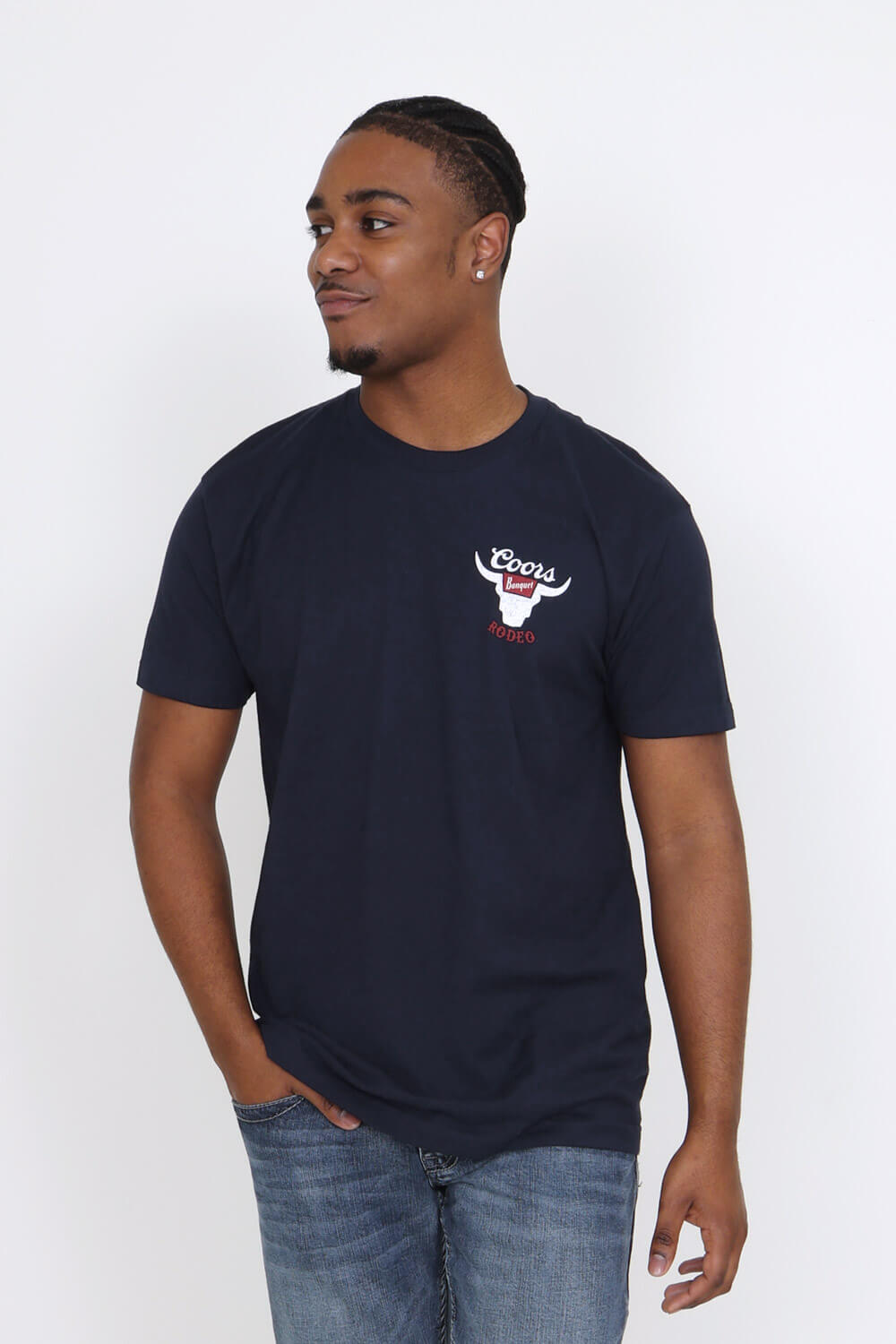 Brew City Coors Banquet Rodeo T Shirt for Men in Navy Blue 14870