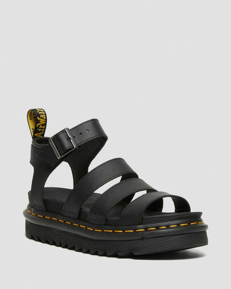 Dr. Martens Blaire Hydro Leather Gladiator Sandals for Women in Black 