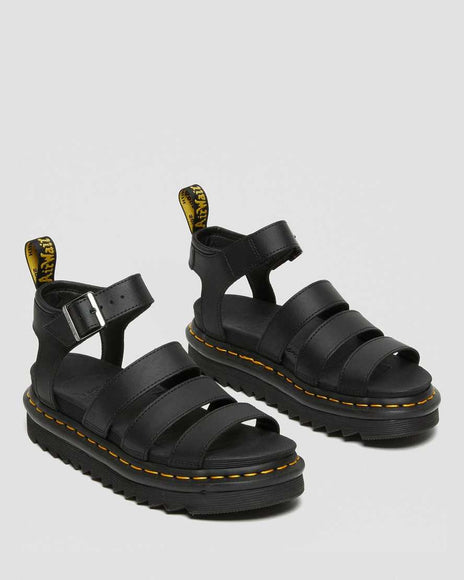 Dr. Martens Blaire Hydro Leather Gladiator Sandals for Women in Black 