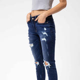 KanCan Mid Rise Distressed Skinny Jeans for Women