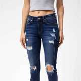 KanCan Jeans Mid Rise Distressed Skinny Jeans for Women