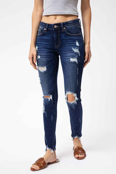KanCan Jeans Mid Rise Distressed Skinny Jeans for Women